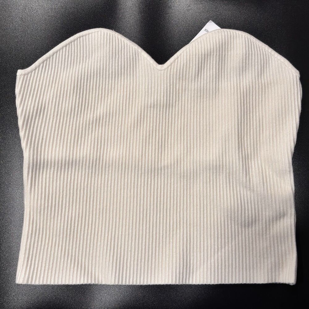 The Drop Cream Ribbed Sweetheart Neck Tube Top Small S Strapless Y2K Minimalist